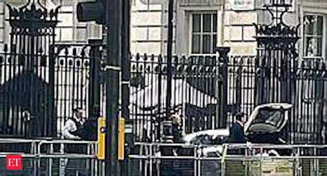 Car Crashes Into Downing Street Gates Outside British Pm Residence One