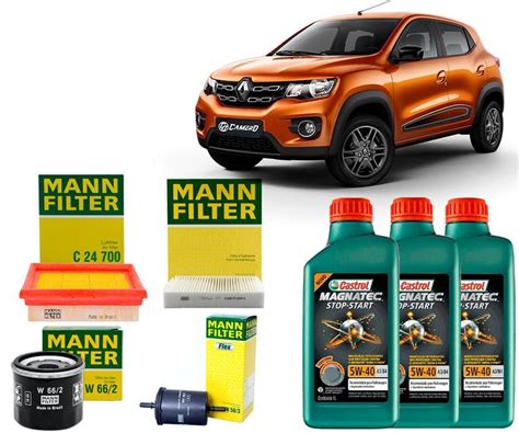 Kit Revisão Troca De Óleo 5w40 e Filtros Renault Kwid 1 0 2017 2018