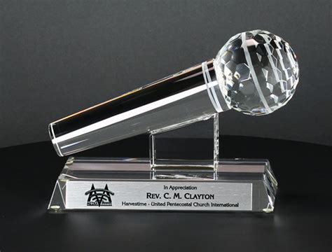 Crystal Microphone Award Microphone Trophy Asap Awards