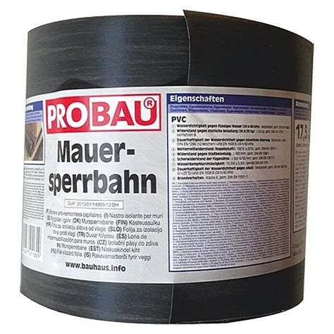 Probau Mauersperrbahn 25 M X 17 5 Cm X 1 2 Mm PVC BAUHAUS