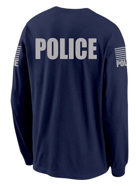 Navy Blue Police Mens Shirt Long Sleeve Gray Feds Apparel