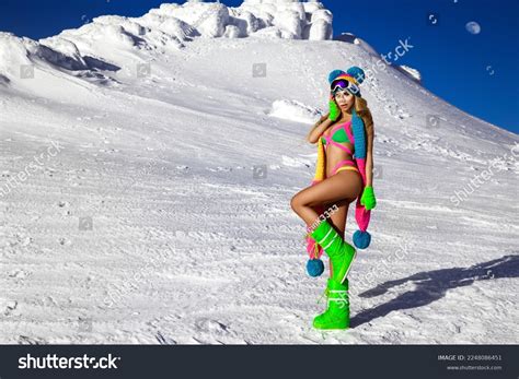 Sexy Girl Colorful Bikini Winter Hat Stock Photo 2248086451 Shutterstock
