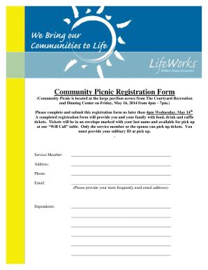 Fillable Online Community Picnic Registration Form Fax Email Print