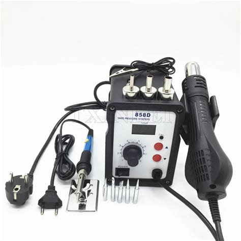 Hot Air Gun Desoldering Soldering Rework SMD Station Kit D W Temperature Adjustable