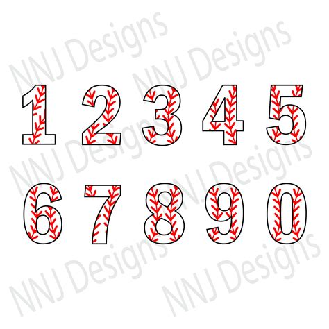 Baseball Numbers SVG Bundle Softball Ball Pattern Numbers 0 To Etsy