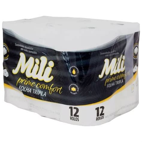 Papel Higiênico Mili Prime Folha Tripla Neutro 12 Rolos 20m