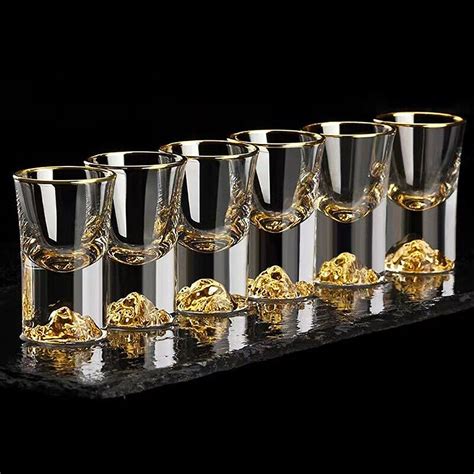 Luxury Crystal Glass Vodka Glass Sake Shochu Glass Bar Liqueur Gold