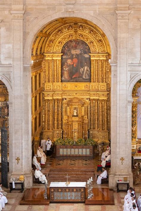 Catholic Priests Attend The Corpus Christi Mass At The Cathedral