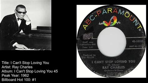 Ray Charles I Can T Stop Loving You 137th 1 Song Of Rock Era Youtube