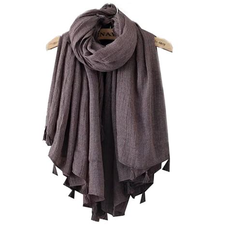 Warm Winter Brand Cotton Scarf Women Solid Color Tassel Design Lady