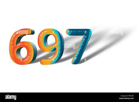 3D Number 697 six hundred ninety seven lively colours Stock Photo - Alamy