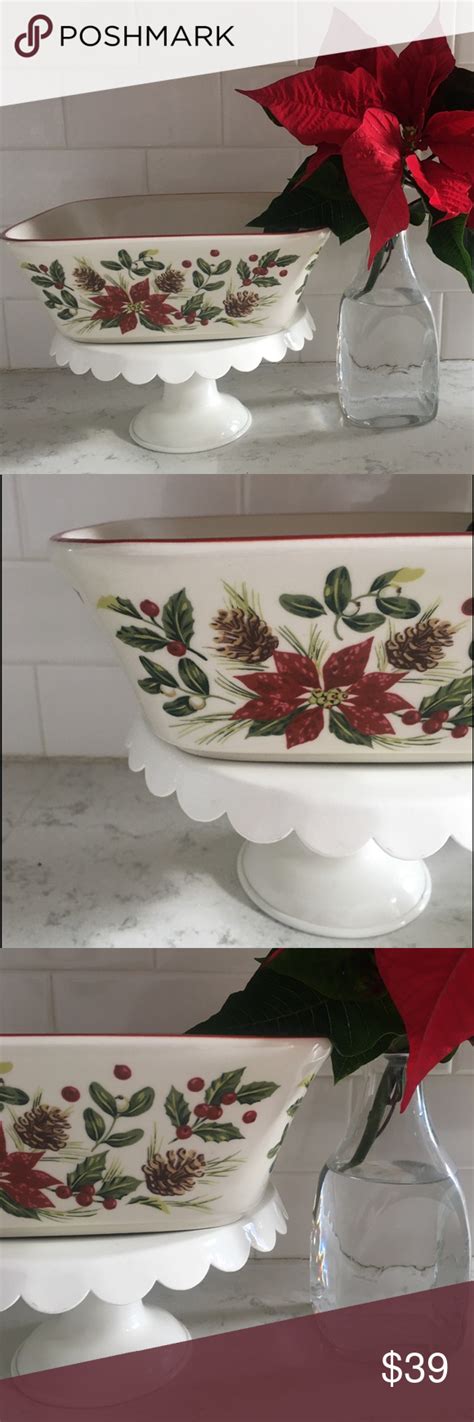 Longaberger Nature’s Garland Large Square Bowl Garland Colorful Decor Bowl