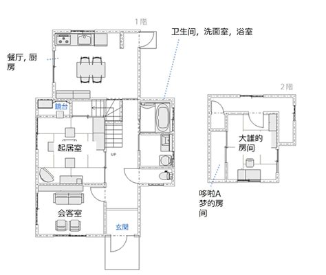 有没有人能画出来大雄的家的户型图？