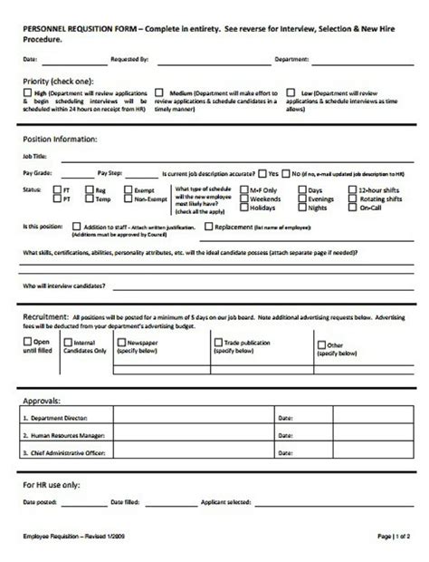 Employee Requisition Form Template Word