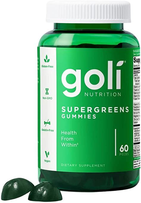 Goli Supergreen Gummy Vitamin 60 Count Essential Vitamins And