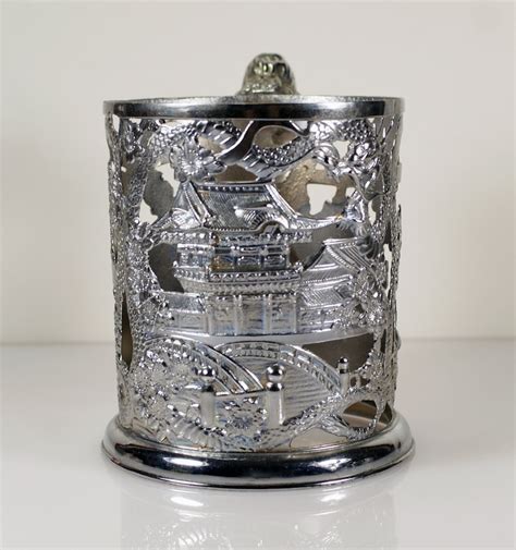 Nude Handle Tea Cup Holder Vintage Art Deco Silver Tone Metal Etsy