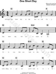 One Short Day From Wicked Sheet Music For Beginners In G Major Download And Print Sku