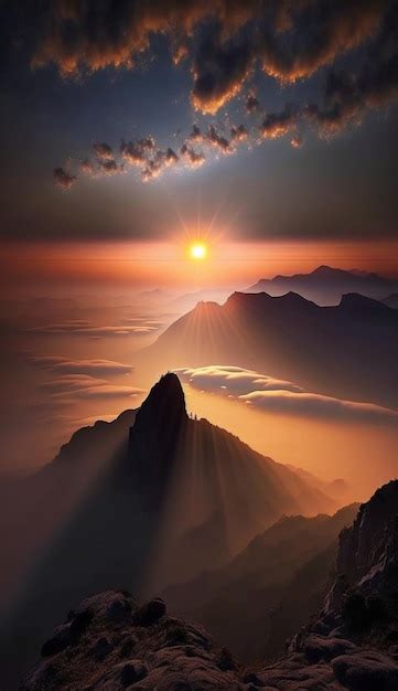 Premium AI Image | A beautiful sunrise over the mountains.