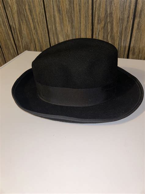 Godfather Fedora Hat Mens Medium Felt Feather Black Gem