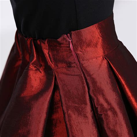 Burgundy A Line Maxi Ruffle Skirt Outfit Taffeta Party Skirt High