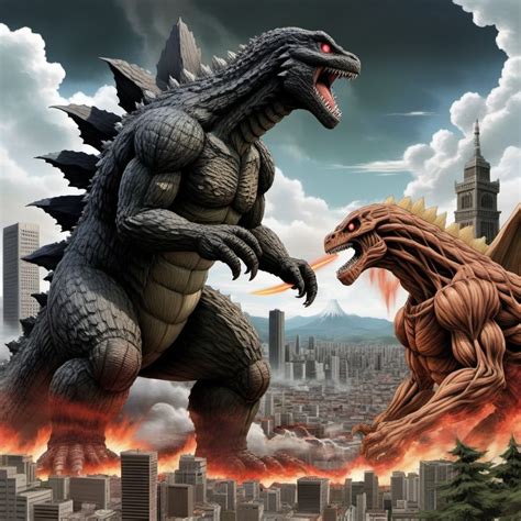 Godzilla vs Attack on Titan: A Monster Showdown | Stable Diffusion Online