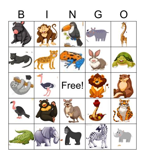 Jungle Party Bingo Card