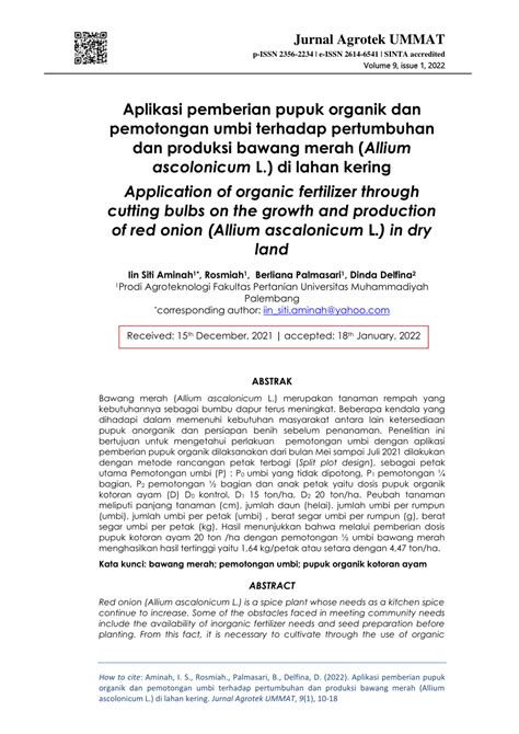 Pdf Application Of Organic Fertilizer Through Cutting Bulbs On The