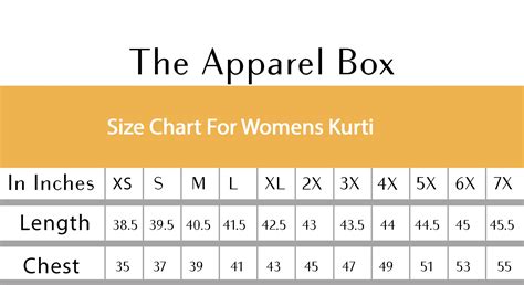 Women's Kurti Size Chart – The Apparel Box