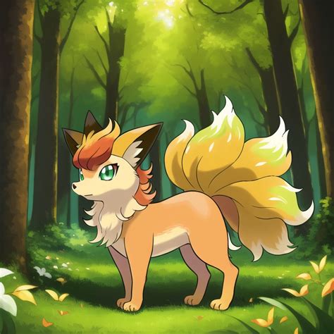 Portrait Of A Beautiful Vulpix With Bright Golden