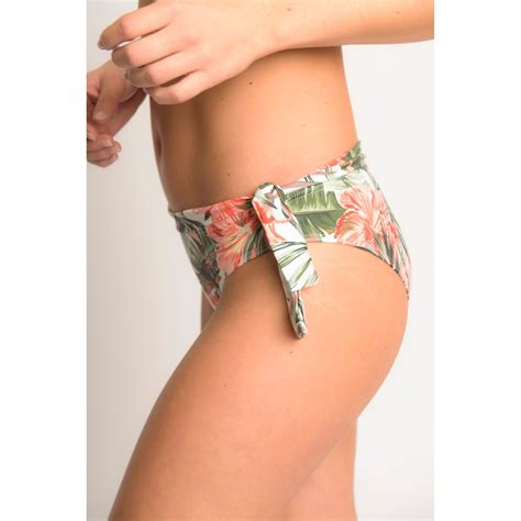 Bikini Broekje Met Tropische Bloemenprint Omslagboord En Striklintje