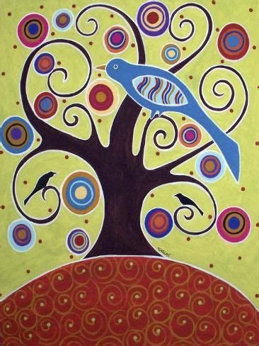 Size 12x9in Giclee Print Birds In Swirl Tree By Karla Gerard Tree