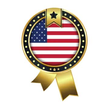 Usa Flag With Golden Badge Vector Usa Usa Flag Usa National Flag Png