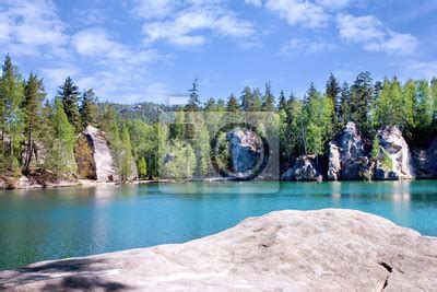 Fototapeta Wapie Miasto Skalne Adrspach I Jezioro Kamienio Omu Park