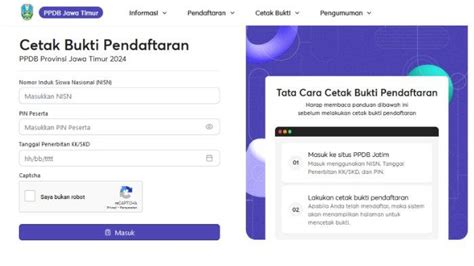 Cara Cetak Bukti Pendaftaran PPDB Jatim 2024 Tahap 5 Jalur Prestasi