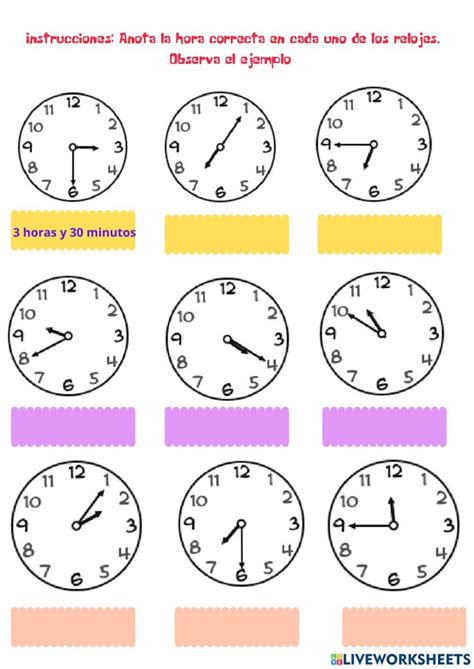 Las Horas Del Reloj Online Exercise For Tercero De Primaria