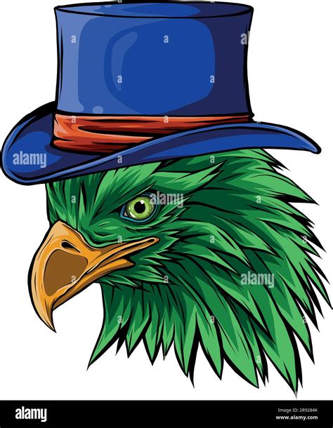 vector illustration of eagle head with cylinder hat Stock Vector Image