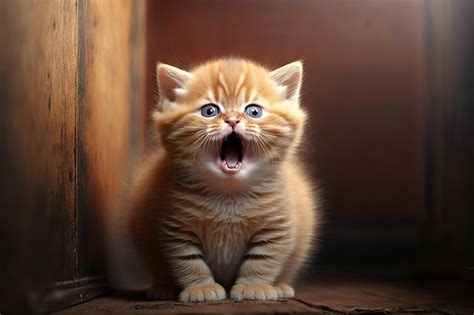 Premium AI Image Cry Cat Was All Alone Cute Ginger Kitten With Its