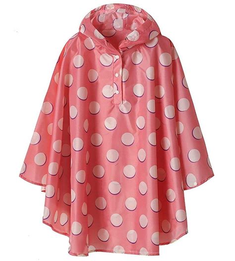 Lightweight Kids Rain Poncho Jacket Waterproof Outwear Rain Coat Pink