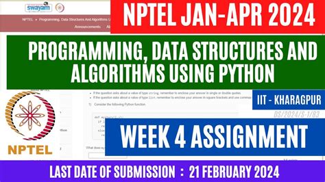 Programming Data Structures And Algorithms Using Python Week