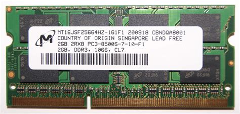 Пам'ять MICRON 2GB SO-DIMM DDR3 1066 MHz (MT16JSF25664HZ-1G1F1) – фото ...