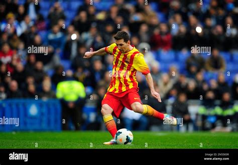 FC Barcelona S Lionel Messi Scores A Penalty During A Spanish La Liga