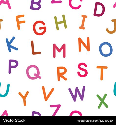 Uppercase Letters Seamless Pattern Colorful Vector Image