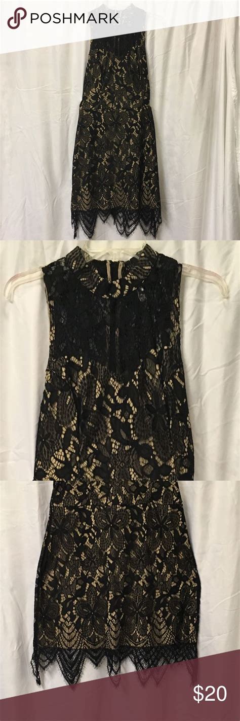 Black Lace Peekaboo Nude Lining Dress Floral Dress Black Nude Lace Dress Lace Dress