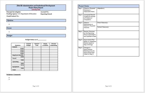 Project status report template word free download - polagreat