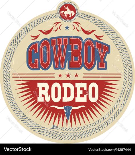 Wilder West Rodeo Label Mit Cowboy Text Lizenzfreier Vektor