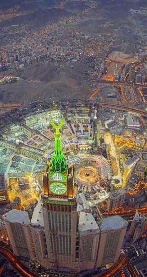 Aerial View of Makkah and Madinah at Night