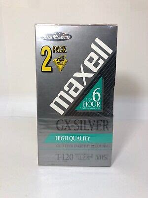 2 Maxell Video Cassette GX Silver High Quality T 120 VHS VCR Recording