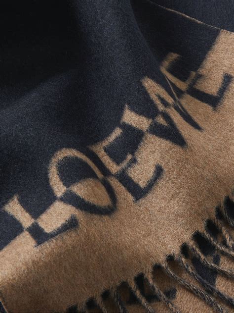 Loewe Fringed Logo Jacquard Wool And Cashmere Blend Scarf Loewe