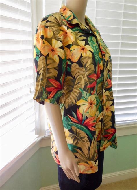 Tropical Shirt J Peterman Vintage Hawaiian Floral Sh Gem