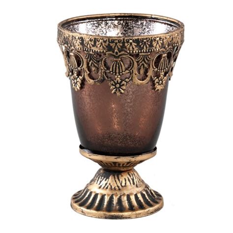 Vaso Porta Vela Cristal Bronce Porta Velas De Cristal Velero Vela